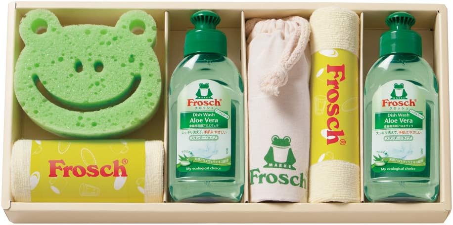 Frosch Frosch Kitchen Detergent Gift Set Green Frosch Mini (Austria) (100ml)・Microfiber Cloth (China) (10x10 inches) x 2 each, Drawstring Pouch (China) (7x10 inches)・Sponge (China) x 1 each FRS-G25