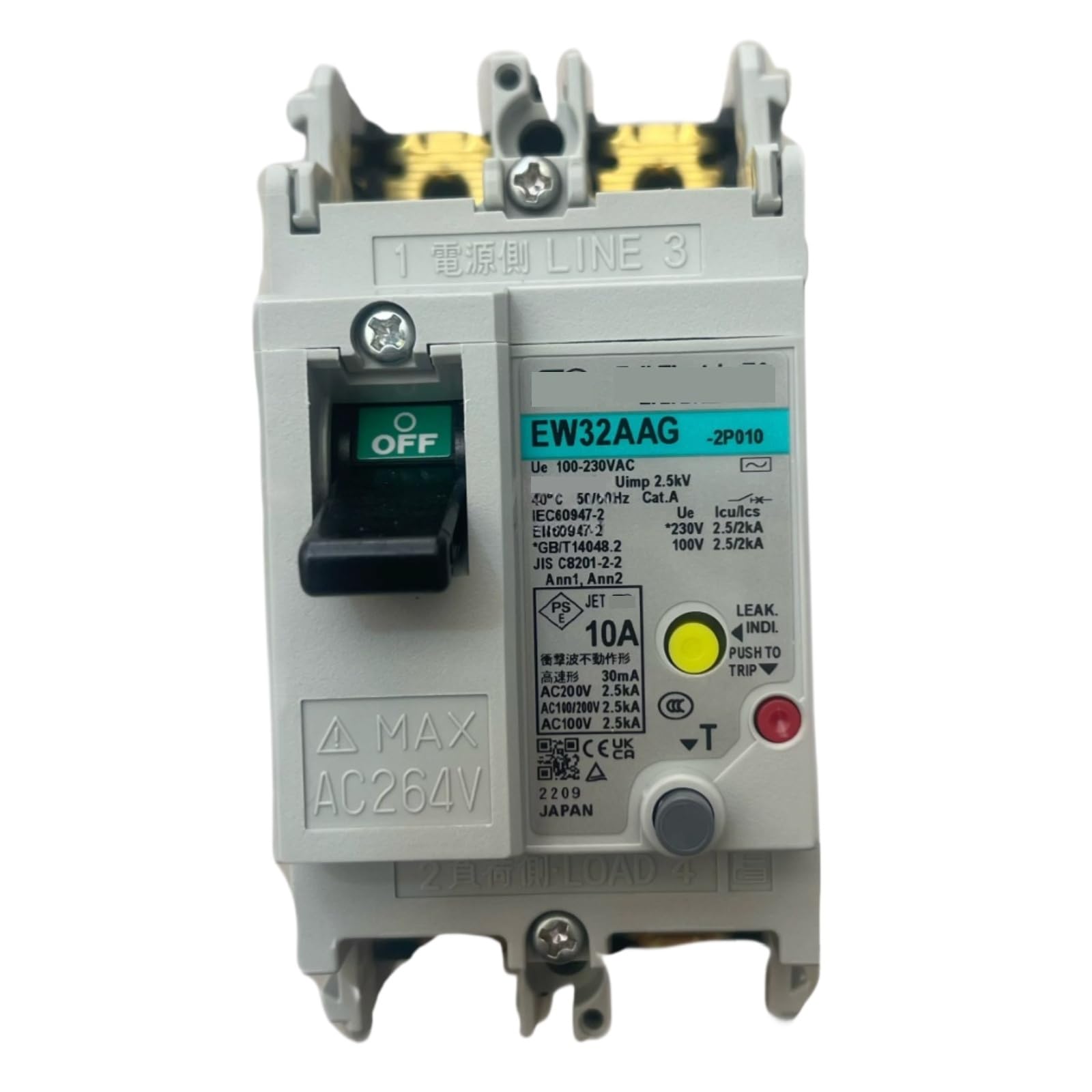 Disjoncteur de fuite EW32AAG-2P010B 2P 10A pour la protection des circuits électriques