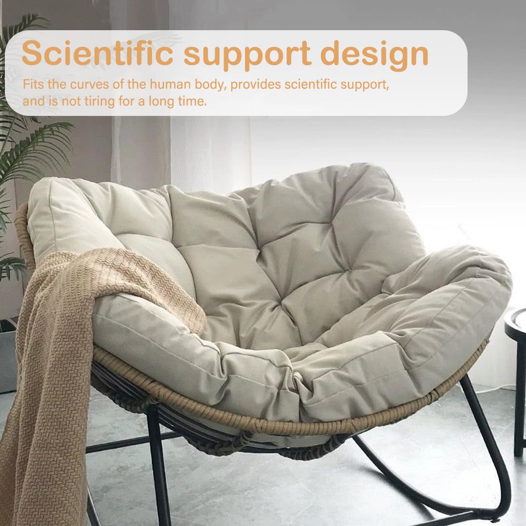 Espesar cojín de Mecedora de Gran tamaño para Adultos Interior/Exterior, Funda reclinable de ratán de algodón Suave, Silla no incluida (Gris Oscuro)