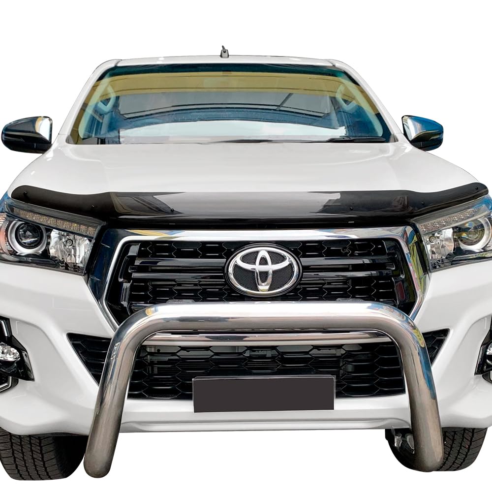 Deflector de capó para Toyota Hilux 2016-2020, protector contra insectos y salpicaduras para Duty Comfort Executive Invincible Todas las cabinas, acrílico PMMA resistente a UV, negro brillante