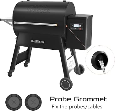2 Pack Replacement Meat Probe for Traeger Pellet Grill Smokers Parts, 3.5mm Plug Probe Replacement Temperature Meat Probe with 2 Stainless Steel Probe Clip Holders, 2 Grommets and 2 Numbered Tags