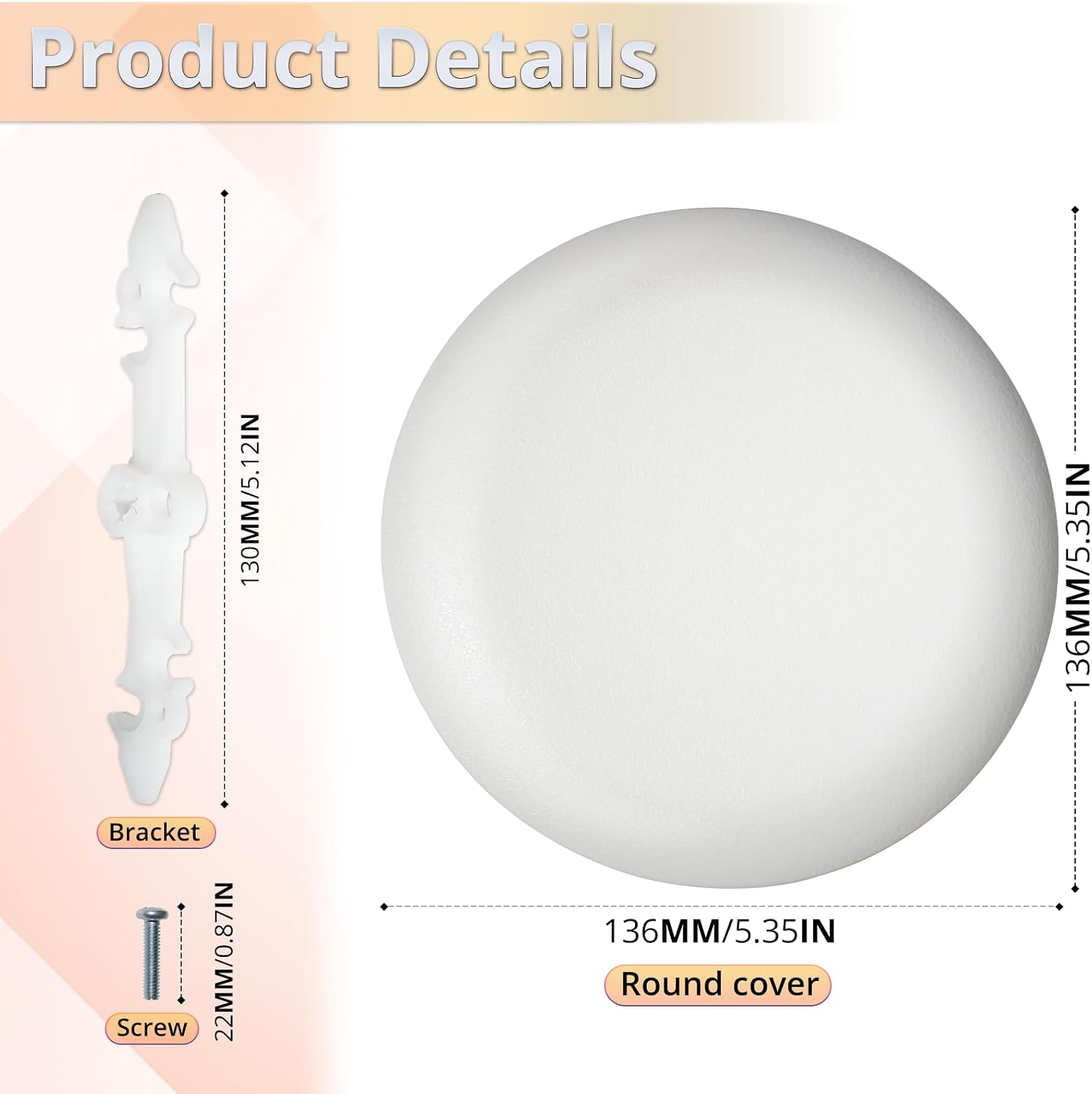 Round Ceiling Cover Plate White, CP3540 Ceiling Blank Cover 3 Pack | Easy Installation to Conceal 3-1/2" to 4" Ugly Holes, Includes 3 Brackets & 6 Screws