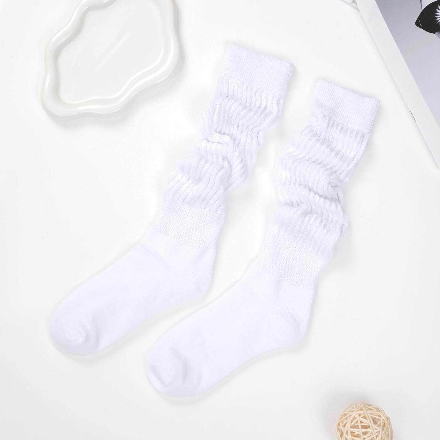 Slouch Scrunch Socks for Women, Long High Tube Socks