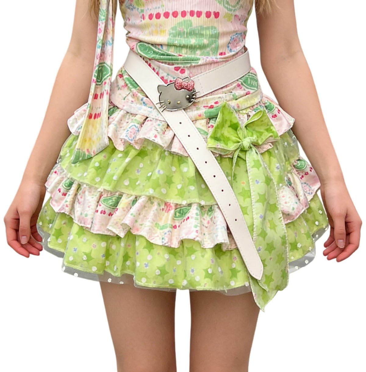 Y2K Ruffle Tiered Mini Skirt for Women High Waist Elastic A-Line Layered Cute Fairycore Short Skirt