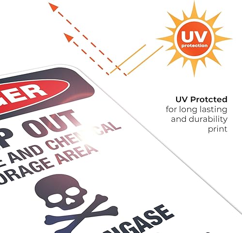 Miniatura 10 de Señal bilingüe de área de almacenamiento de pesticidas y productos químicos, 10 x 14 pulgadas, HDPE de 55 mil de grosor (polietileno de alta