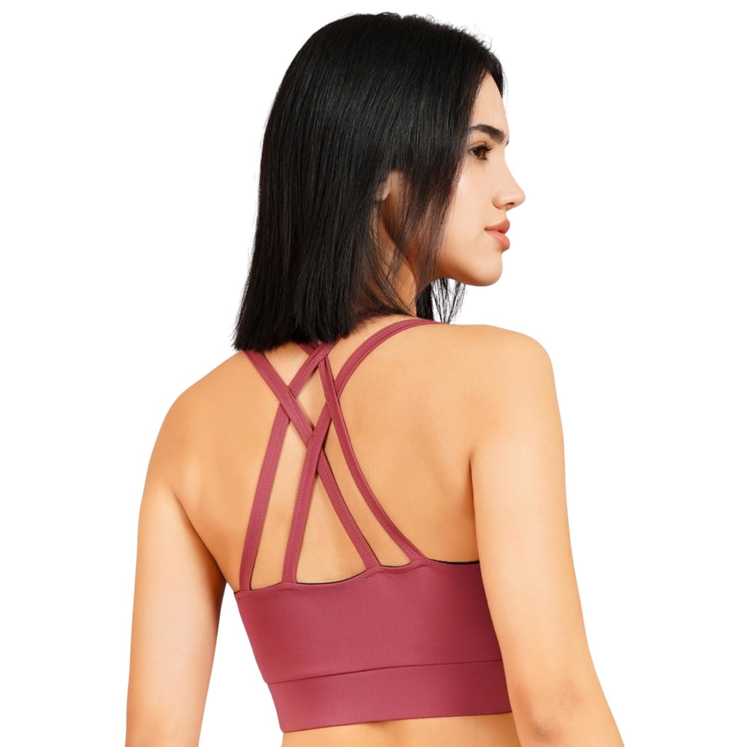 Women’s Criss-Cross Back Compression Padded Sports Bra — Supportive, Stylish, and Perfect for Gym, Yoga, Running for Active Women & Girls-image-46