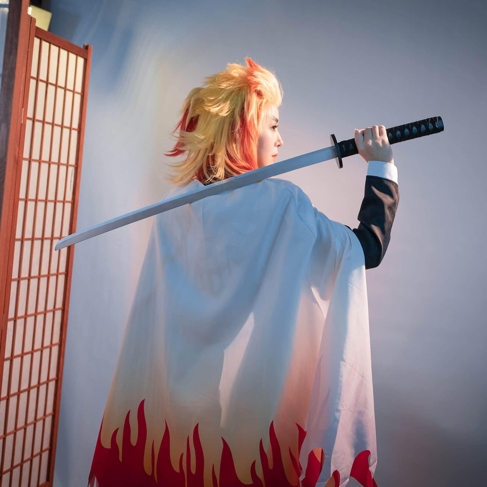 CR Rolecos Rengoku Cosplay Outfit - Adult Rengoku Costume - Kamado Halloween Uniform - XXL, Kyojuro Rengoku - Image 2