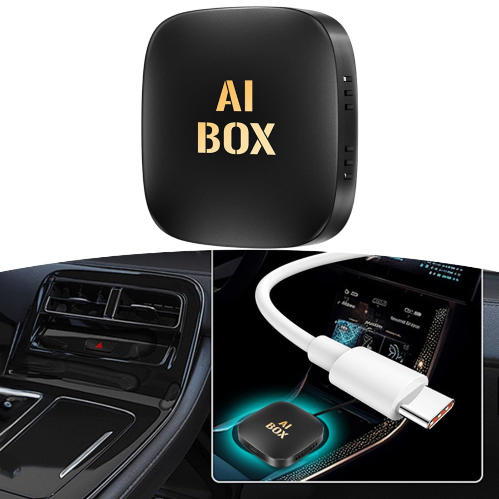 2+16G AI Box Wireless, Per CarPlay A Per Android 13 Adattatore Dongle Per Auto Con Cablato Per CarPlay Mirror Link BT 5.0 Nero