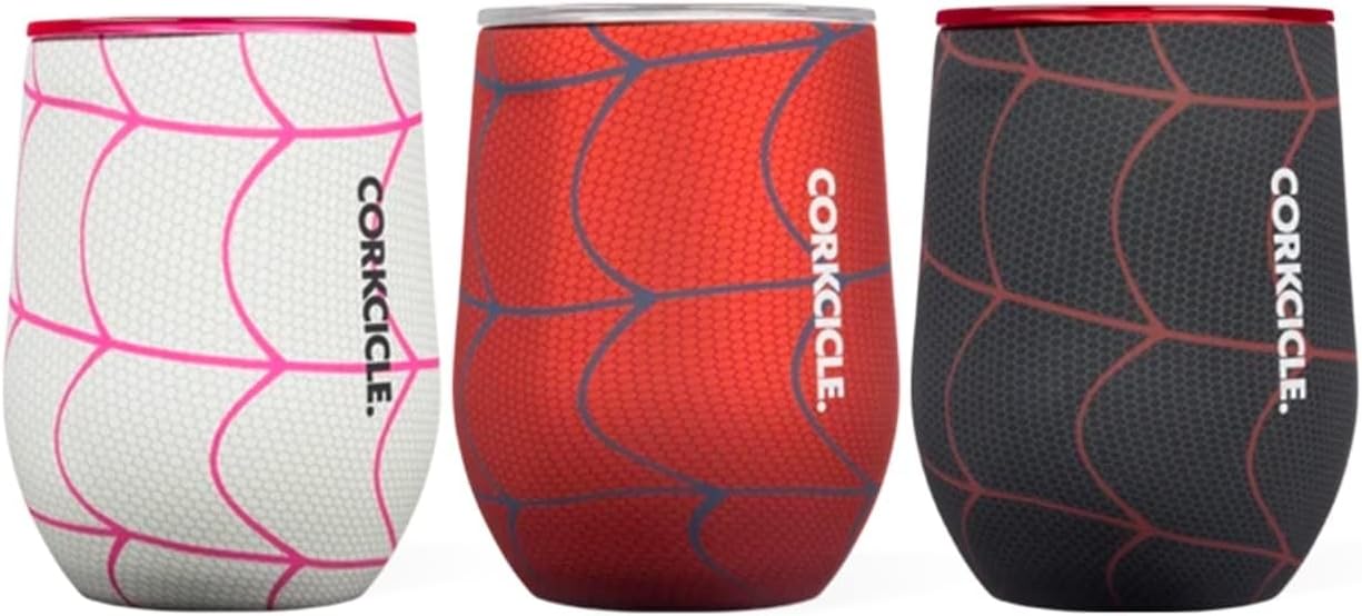 Corkcicle Marvel Spider-Man, Insulated Glass Tumbler Gift Set, Triple Insulated Stainless Steel Construction, Keeps Beverages Chilled for 9 Hours, 12 oz, 3-Pack Bundle