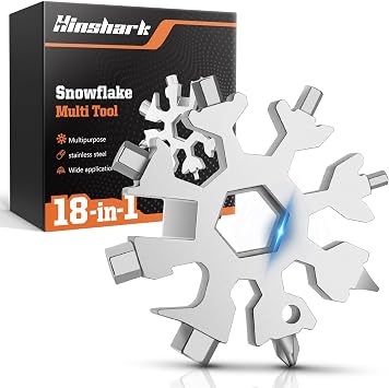 Gifts for Men 18-in-1 Snowflake Multitool, Anniversary Birthday Gift Silver