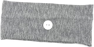 فوميز. عصابات راس رياضية رمادية اللون سادة باندانا مرنة للشعر حامل حبل الاذن عصابة راس لممارسة الرياضة لليوغا، شريط راس مرن بزر وشاح