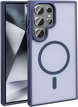 Galaxy S25 Ultra K l f Magsafe  arj  zellikli Mat Arka Y zey Zore Sio Kapak Lacivert