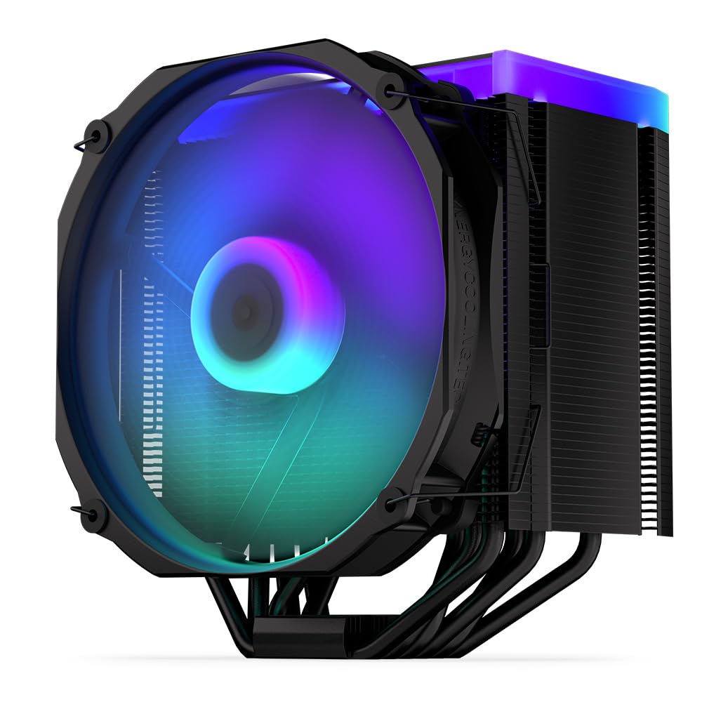 ENDORFY Fortis 5 Black ARGB – Chłodzenie CPU wieża, wentylator Fluctus 140mm PWM ARGB z fan-stop, 6 ciepłowodów, TDP 220W, do AMD AM4/AM5 i Intel LGA1700/1851, Czarny