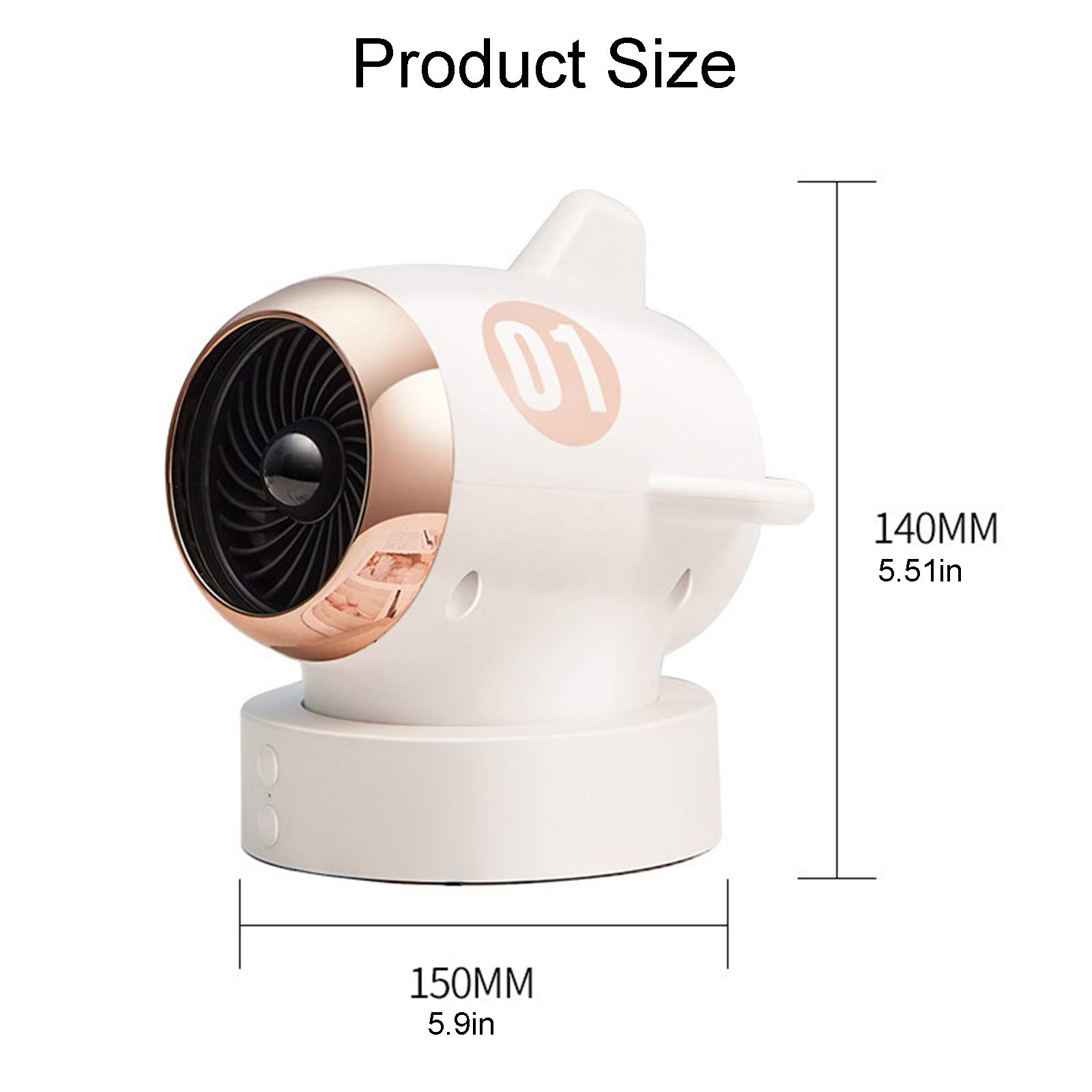 Piccolo Aeroplano Portatile Stufetta, Risparmio energetico Warmer, Mini Ventilatore dello scrittorio Elettrico Alimentato 650W Rapida Riscaldare Elettrico Stufetta per la casa,Rosa