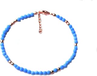 Natural Micro Beads Turquoise Bracelet, Dainty, Round Gemstone Bracelet, Turquoise Bracelet, Gift For Her