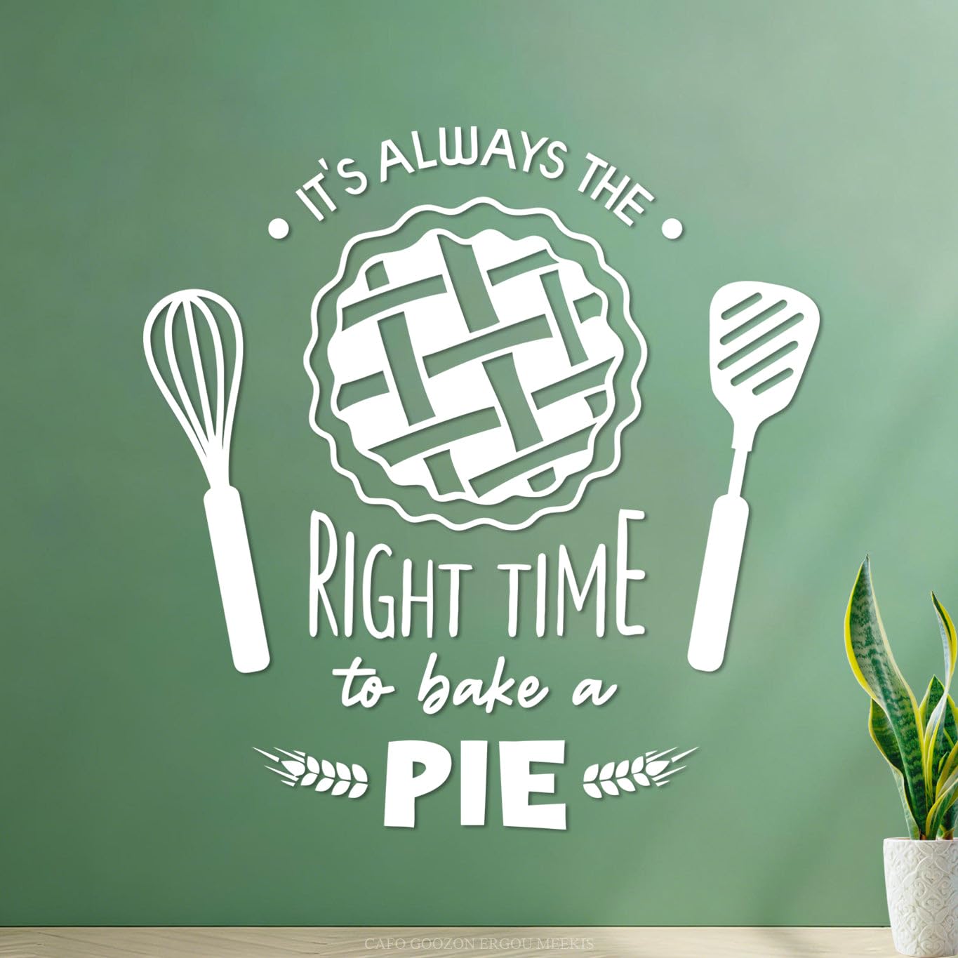 Engraving Stickers Kitchen Quote Right Time Bake Pie Bakery 54x56.1cm Multi Color Selection White