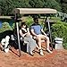 Sunnydaze 2-Person Steel Frame Outdoor Adjustable Tilt Canopy Patio Loveseat Swing with Side Tables, Cushions and Pillow, Beige