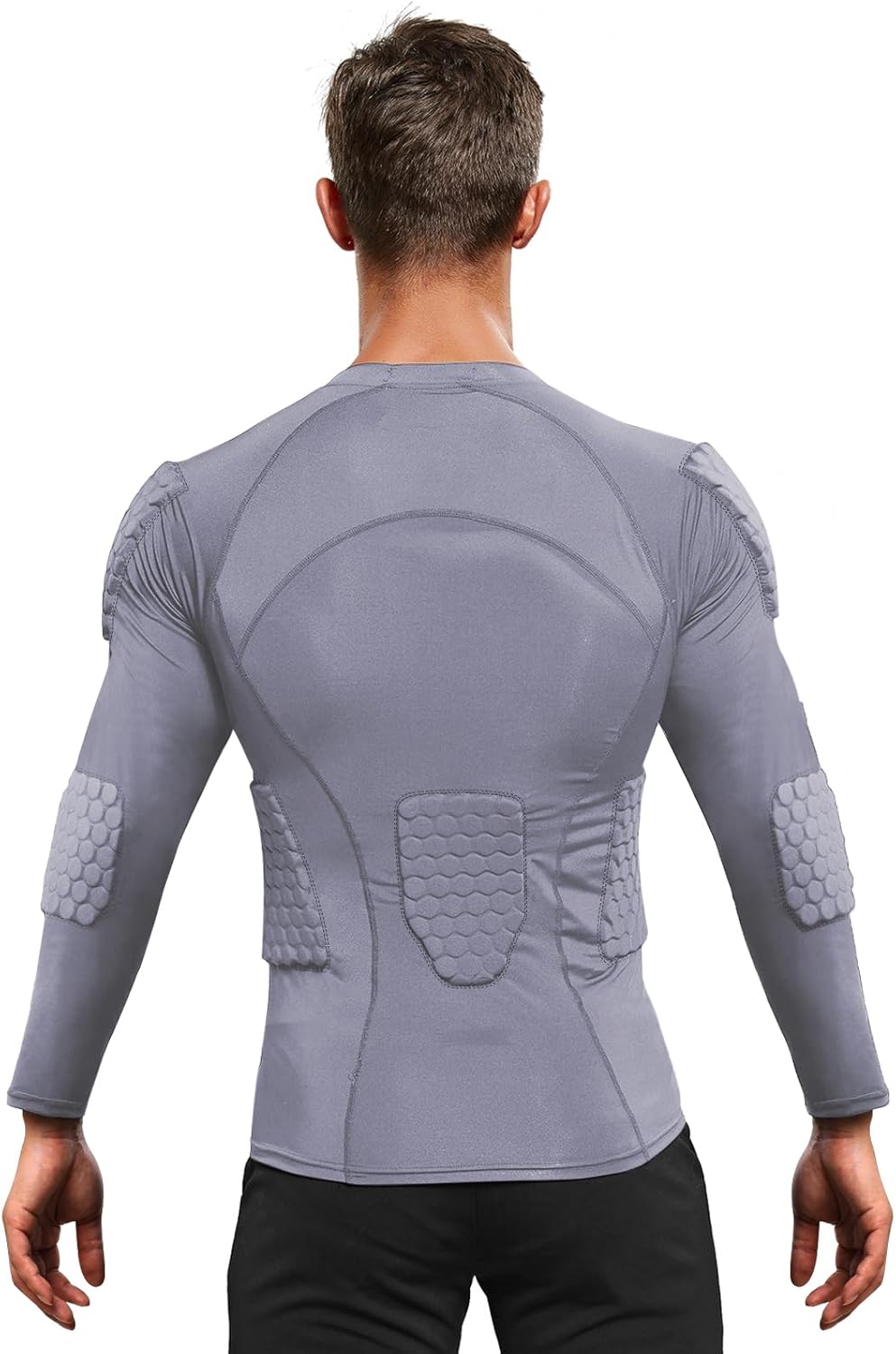 Zicac Men's Sports Shock Rash Guard Compression Padded Shirt Soccer Basketball Protective Gear Chest Rib Guards