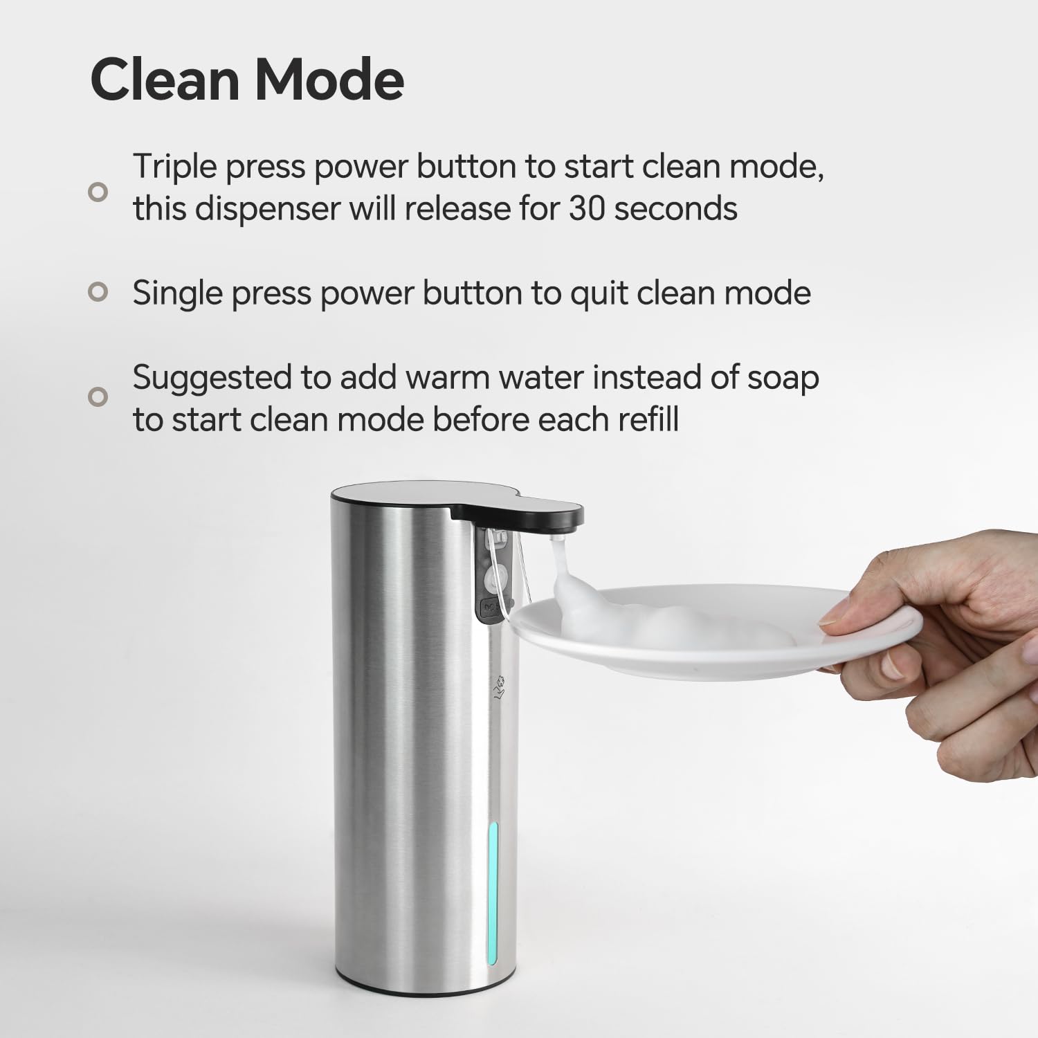 Dispenser elettrico di sapone schiumogeno, dispenser di sapone per le mani ricaricabile in schiuma touch per bagno, pompa di sapone in acciaio inossidabile per cucina, resistente all'acqua, regalo di