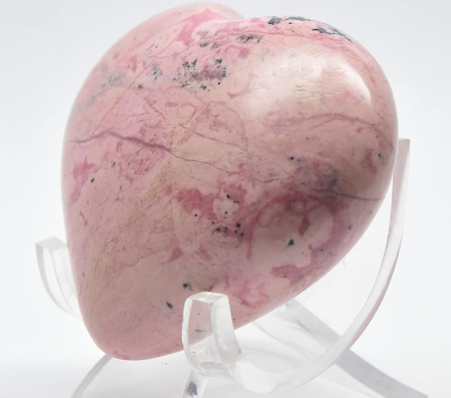 55mm 125g Rich Pink Rose Rhodochrosite Heart Polished Natural Gemstone Crystal Mineral Décor Specimen - Peru + Stand
