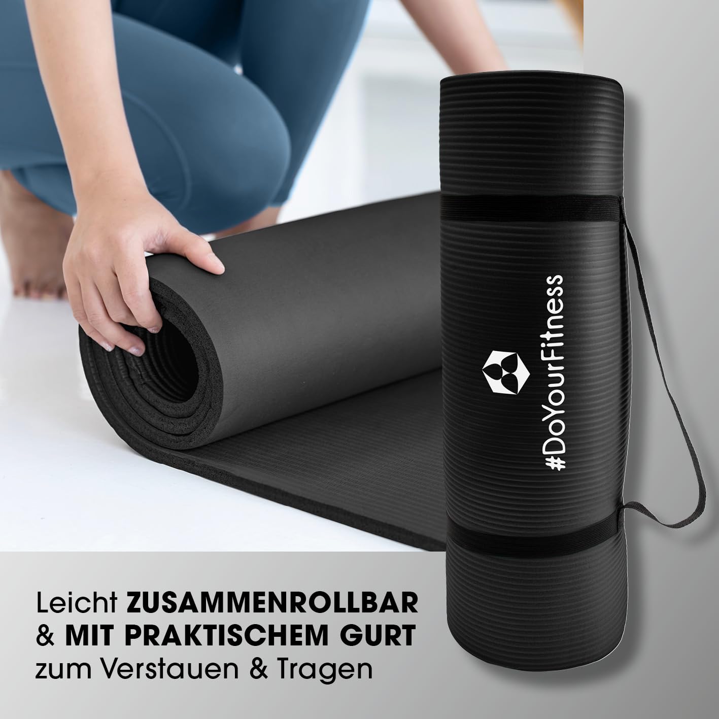 #DoYourFitness Fitnessmatte rutschfest | 183x61cm oder XXL 190x100cm | 0,8-2cm hoch | Gelenkschonende Gymnastikmatte | Yogamatte | Einsteiger und Fortgeschrittene | Indoor/Outdoor geeignet