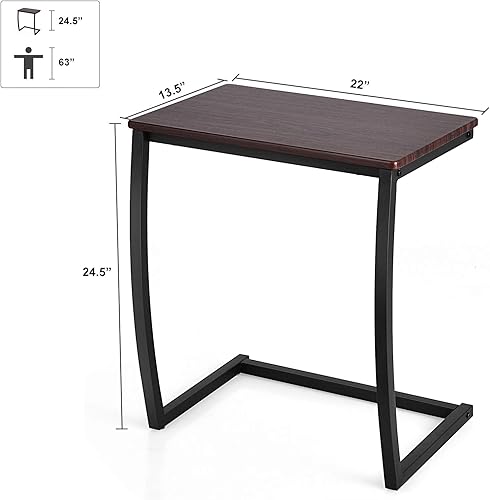 Miniatura 3 de Tangkula Mesa auxiliar de sofá en forma de C, bandeja portátil para TV con marco de acero para cama, sofá, sala de estar, dormitorio, 13.5 x 22 x