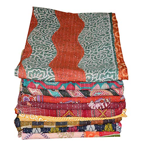 Lot de couvertures Kantha faites à la main style indien vintage, réversibles (1)