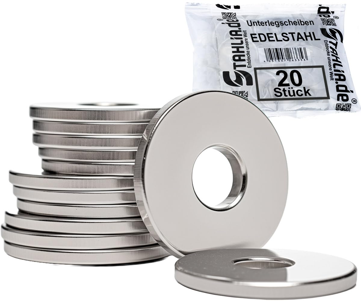 Stahlia Unterlegscheiben M10 Karosseriescheiben 10,5 x 40 mm Edelstahl V2A (20 Stück) DIN 9021 Beilagscheiben Distanzscheiben Kotflügelscheiben große U-Scheiben
