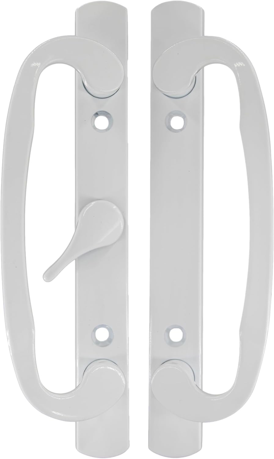 Sliding Glass Patio Door Handle Zinc Diecast 10cm Hole Spacing Non-keyed (Centered, White)