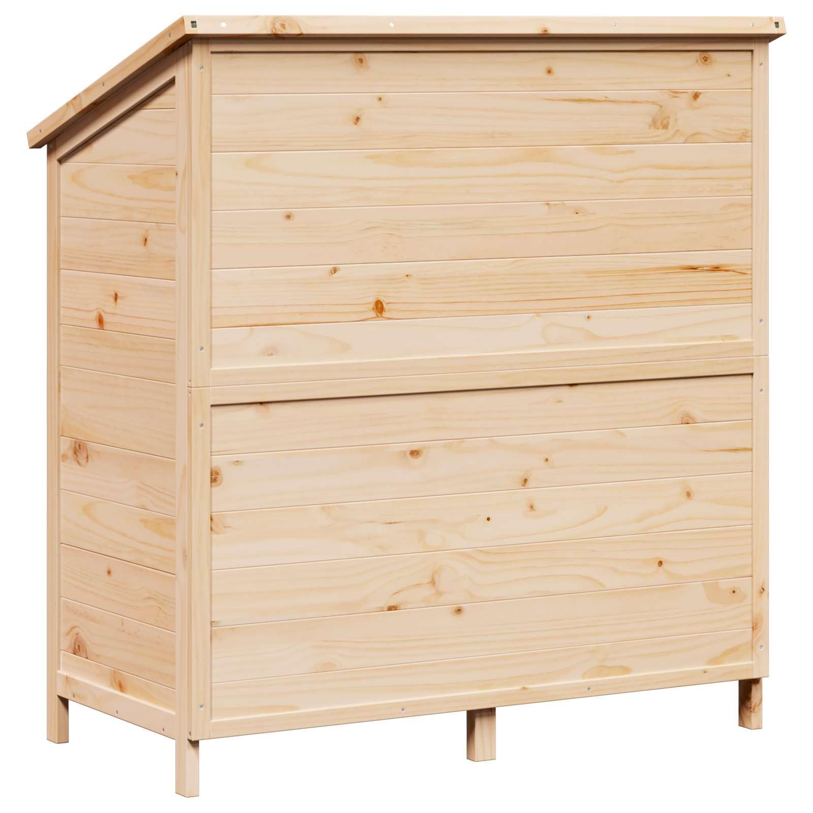 Szopa ogrodowa naturalna z zamkiem, jodłami i drewnem świerkowym, 106,5 x 56 x 113,5 cm, szopa na narzędzia i szopa na rowery, schowek i porządek