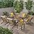 Great Deal Furniture GDFStudio Outdoor 6 Seater Acacia Wood Extended Chat Set, Gray Finish and Gray