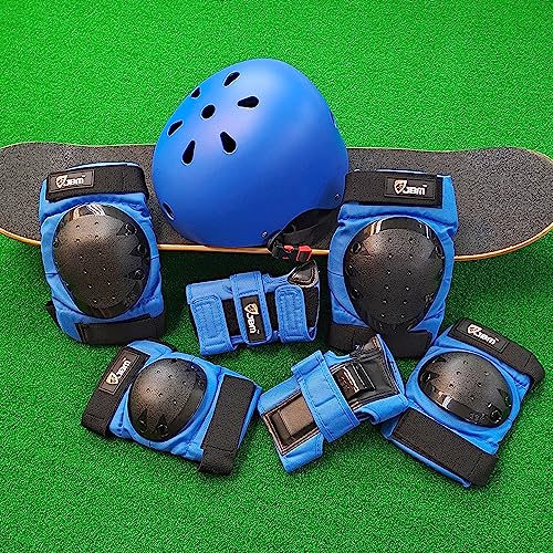 Image of JBM Adult & Kid Skating Protective Gear Set for Beginner to Advanced, Skateboard Helmet Knee and Elbow Pads with Wrist Guards for Inline Roller Skating, Scooter, Skateboarding