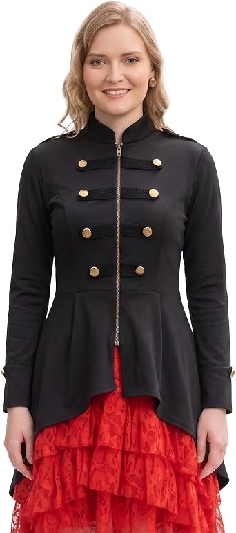 ThePirateDressing Women Steampunk Goth Medieval Pirate Renaissance Cosplay Military Tailcoat Jacket
