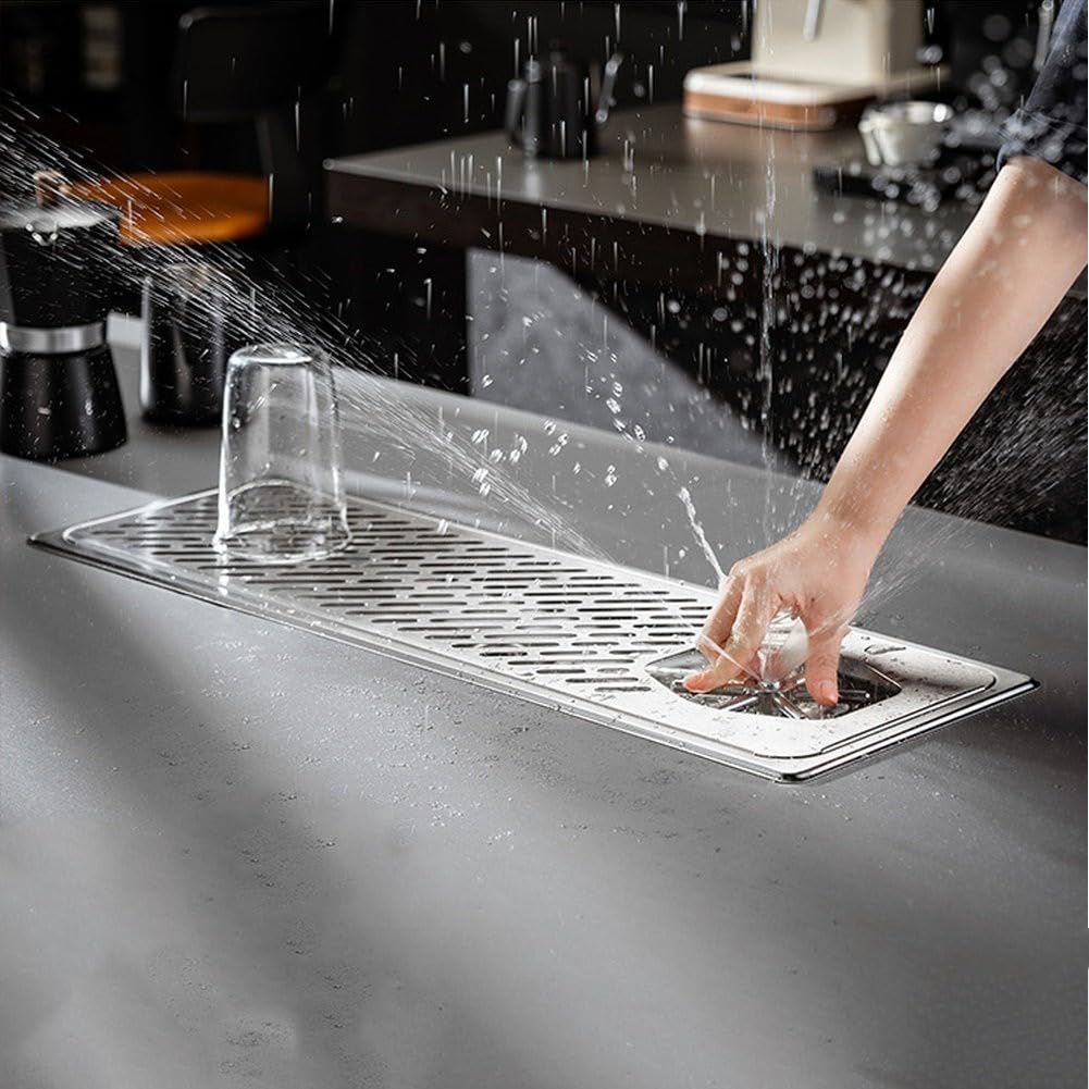 Edelstahl-Hochdruck-Tassenreiniger für Bartheke, Café, Glasbrause mit Ablaufpfanne und Einlassrohr, effiziente Reinigung des Waschbeckeneinsatzes, Silber (mittel)