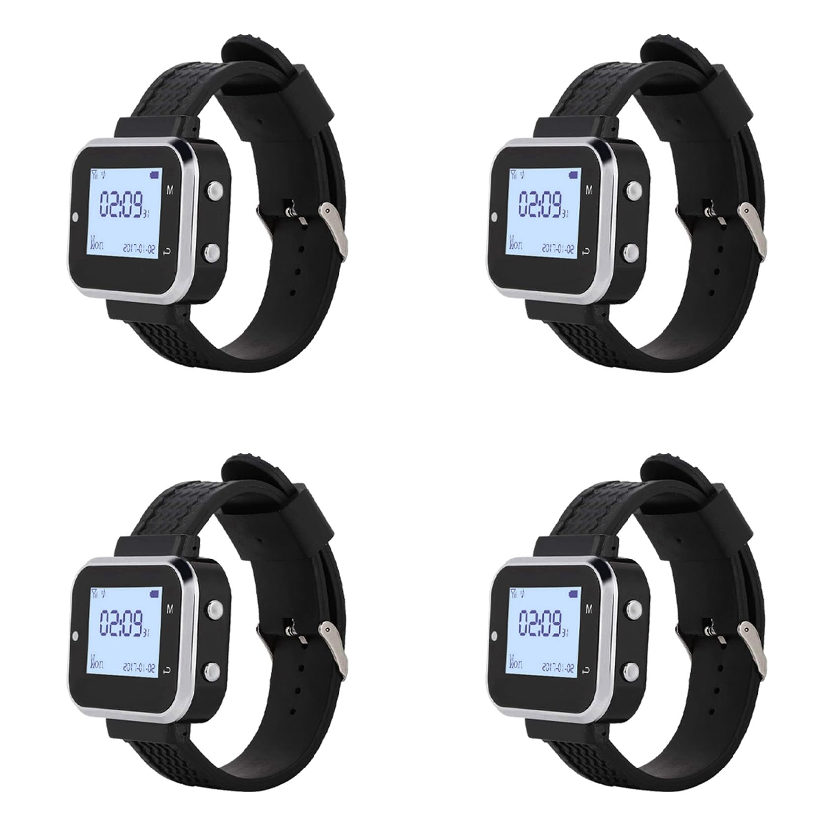 Aundhegrtt 4X 433MHz Wireless Watch Receiver Pager for Fast Food Shop Restaurant Cafe Clinic Calling System