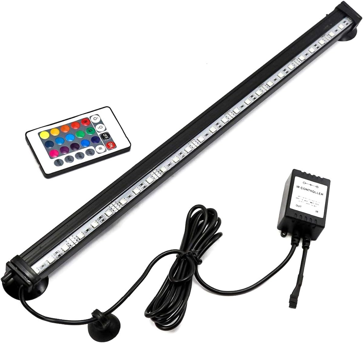WALLFIRE Submersible 16 Color Changing LED Aquarium Light, 9LEDs - 16cm Size with Remote Control [Energy Class A+]