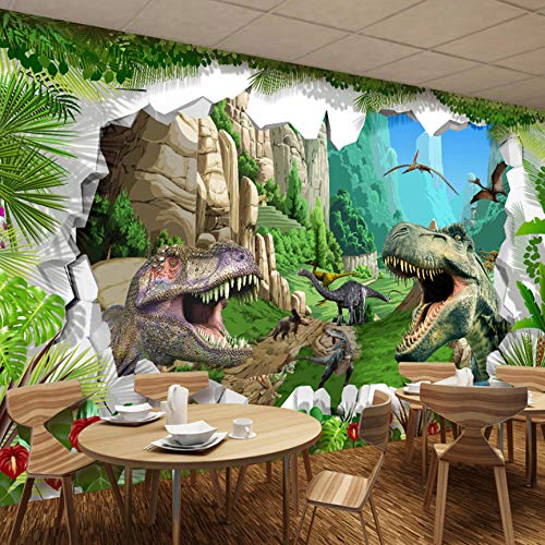 Papier Peint Intissé Dinosaure Peinture Murale 3D Tapisserie Photo Poster Tableaux Muraux Salon Chambre Bureau Couloir Mural Décoration - 400x280 cm Cover