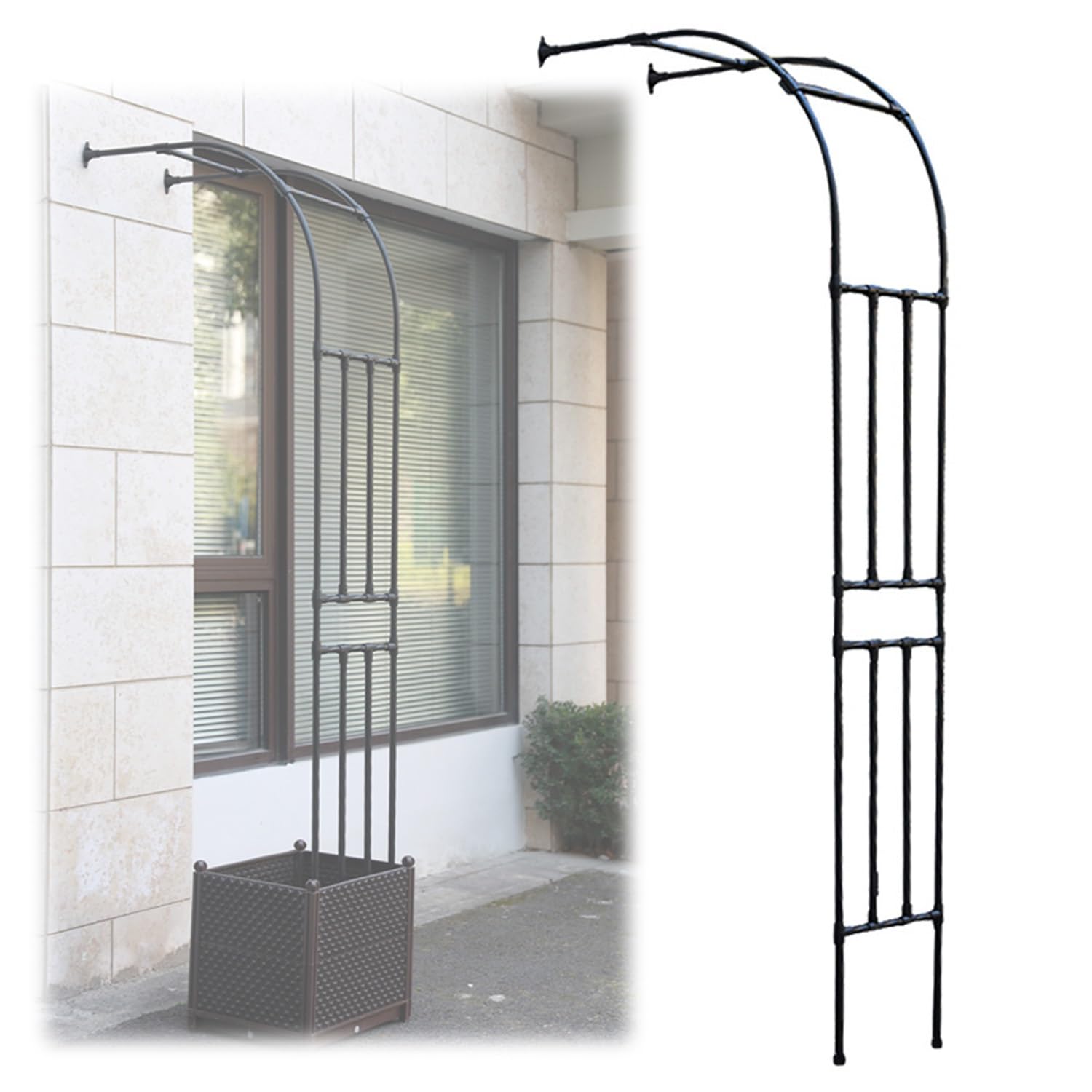 Arco Giardino Metallo Arco metà Lato per Pianta Rampicante, Arco da Rose per Esterni Terrazzo, Fiori Arco Supporto Robusto Facilità di Montaggio(240x240cm)