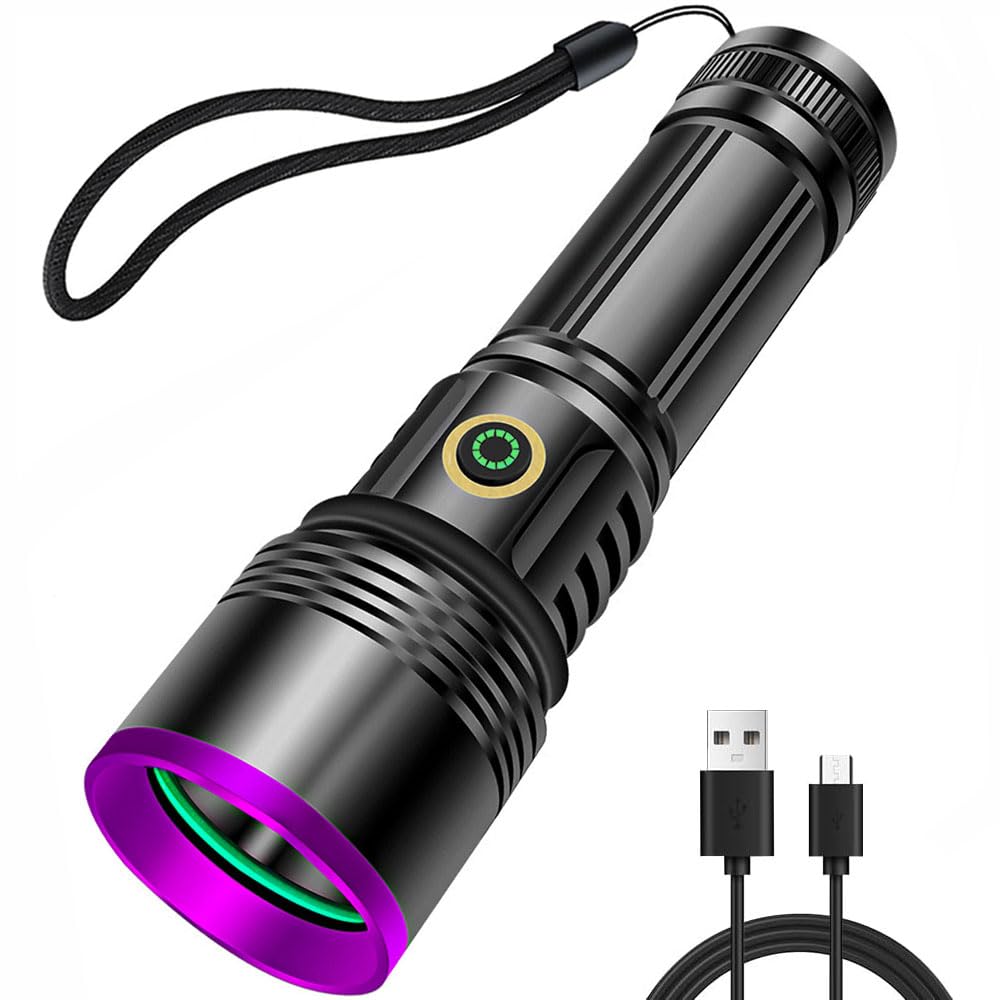 UltraFire Torcia UV 365 nm LED luce nera, 10 W, potente luce UV, modalità singola, torcia ultravioletta per macchie di urina di animali domestici, indurire resine, rilevazione di fluorescenza