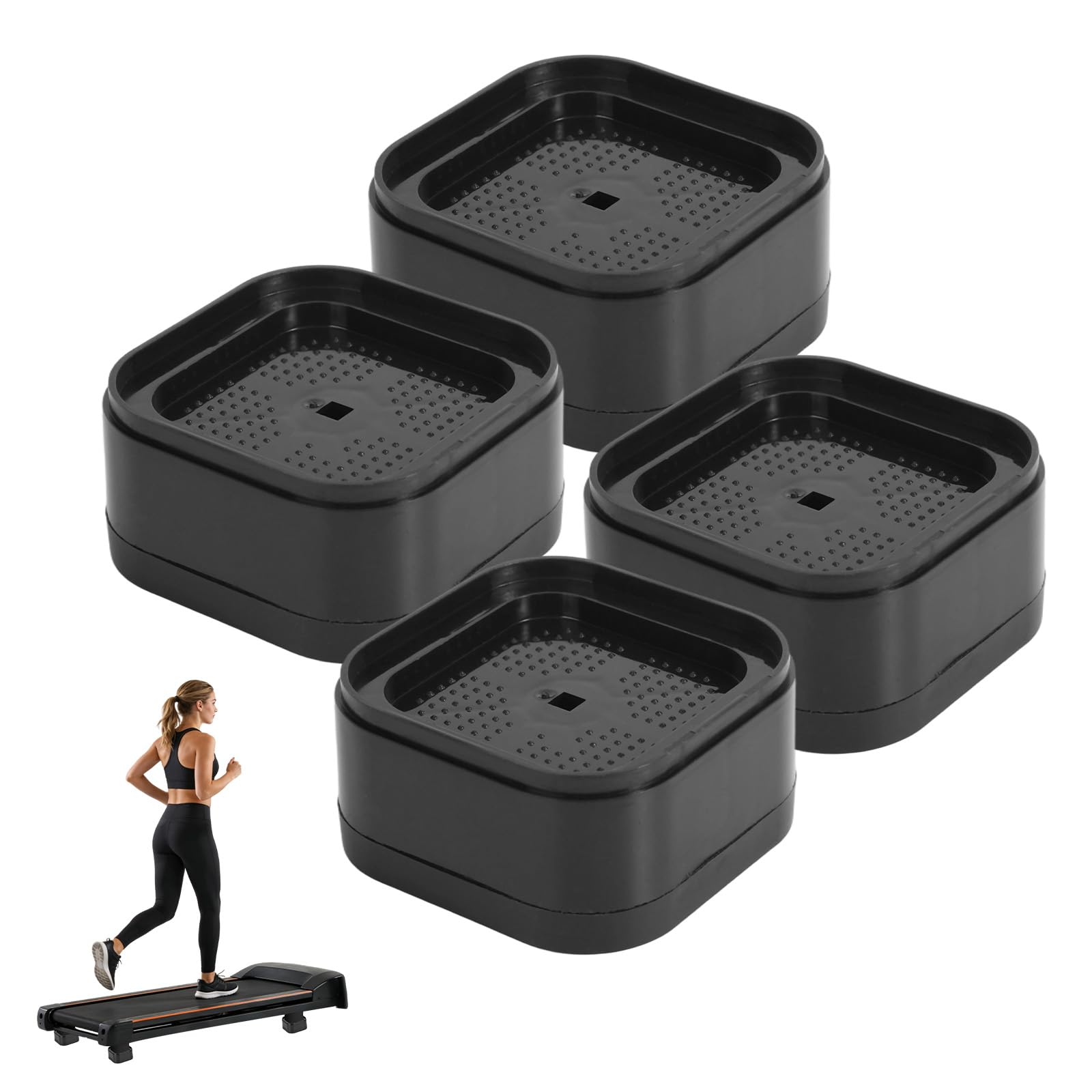 Goktvai 4pcs Treadmill Incline Riser Blocks, Plastic Stackable Incline Riser Blocks Practical Treadmill Accessories Suitable for Home and Gym (Black)