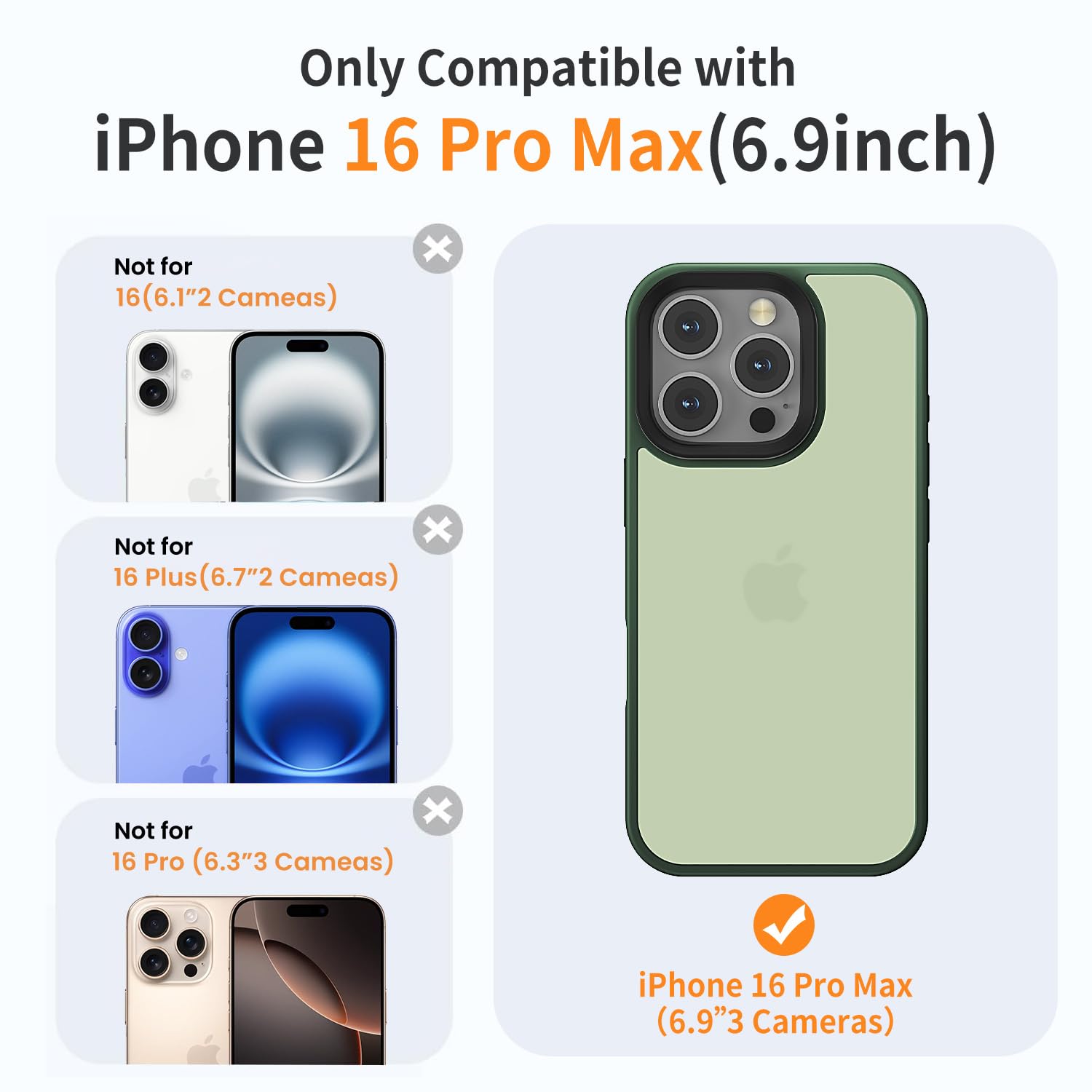 Liisooka Case For IPhone 16 Pro Max, Military Grade Drop Protection Phone Case, Yellowing Resistant, Anti-Scratch Hard PC Back, Shockproof Hard Ultra-Thin Protective Cover, Clear