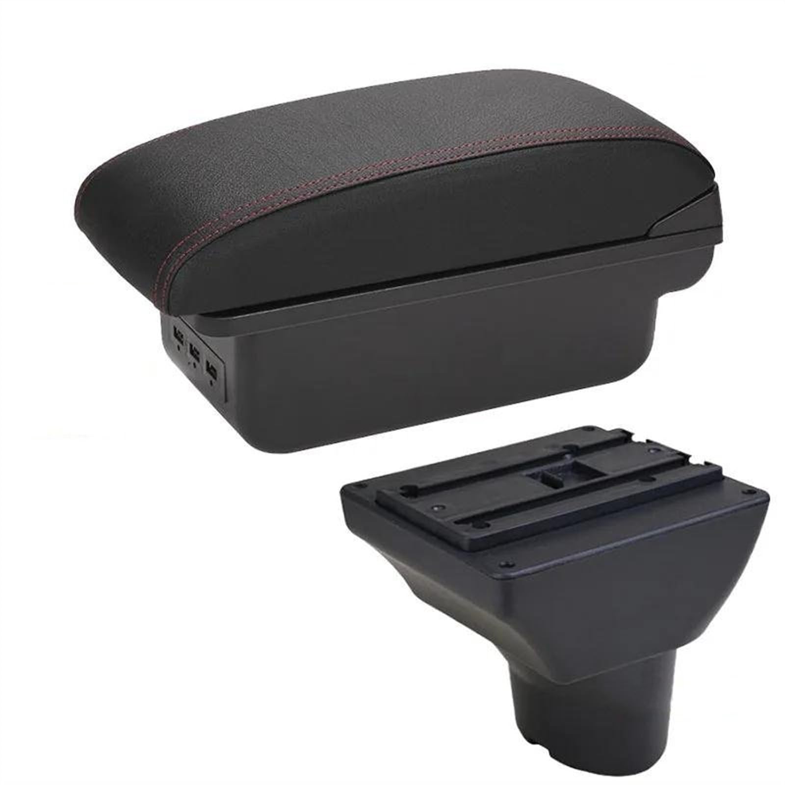 NOHEEU Car Accessories Armrest Box 2012 Interior Parts Details Special Retrofit Center Storage For Hyundai I20(B1 Black red 3USB)
