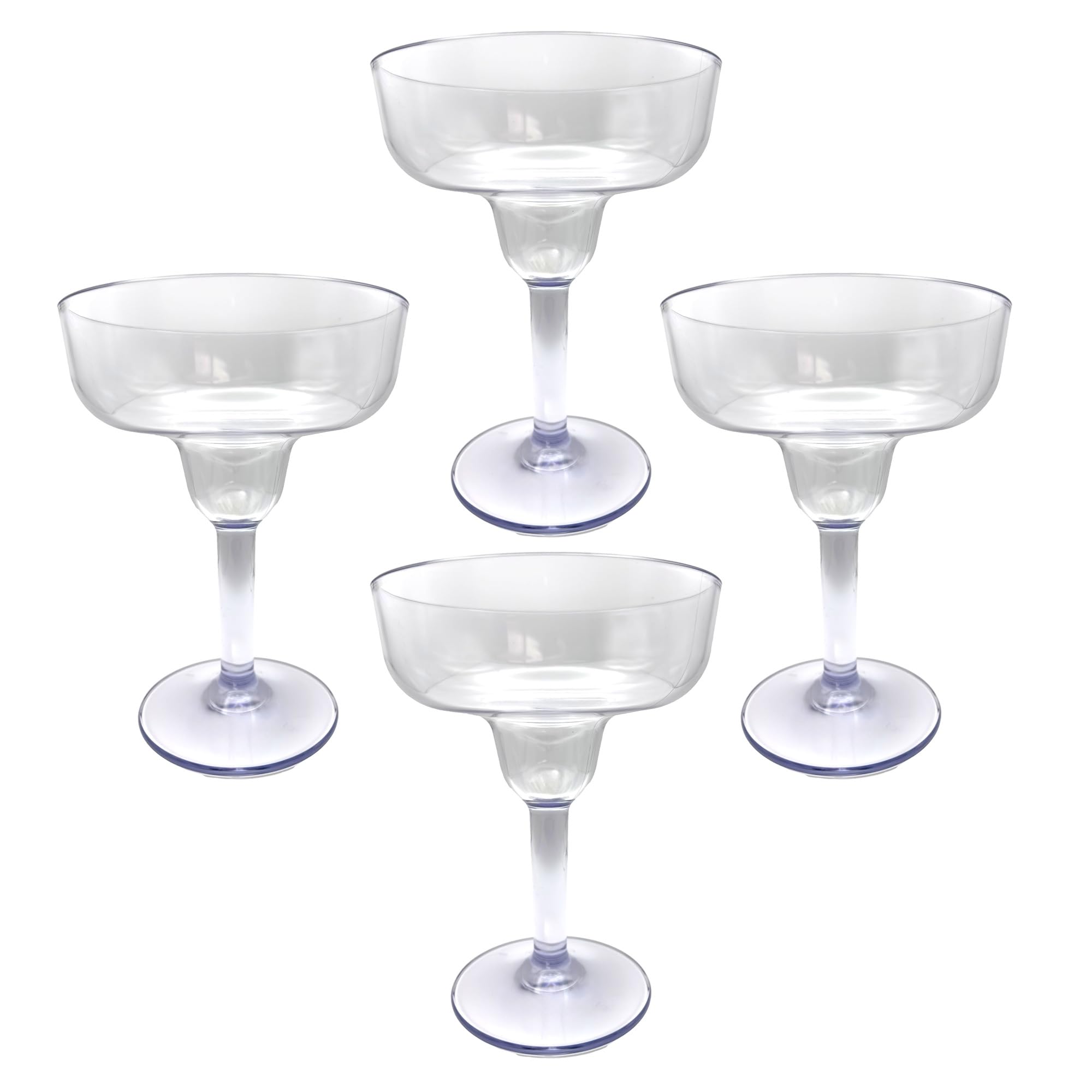 Party Outlaw Vasos de cóctel de plástico transparente para margarita, 4 unidades, 16 onzas, vasos clásicos para cóctel, sin BPA, ligeros, resistentes, reutilizables, a prueba de roturas, aptos para