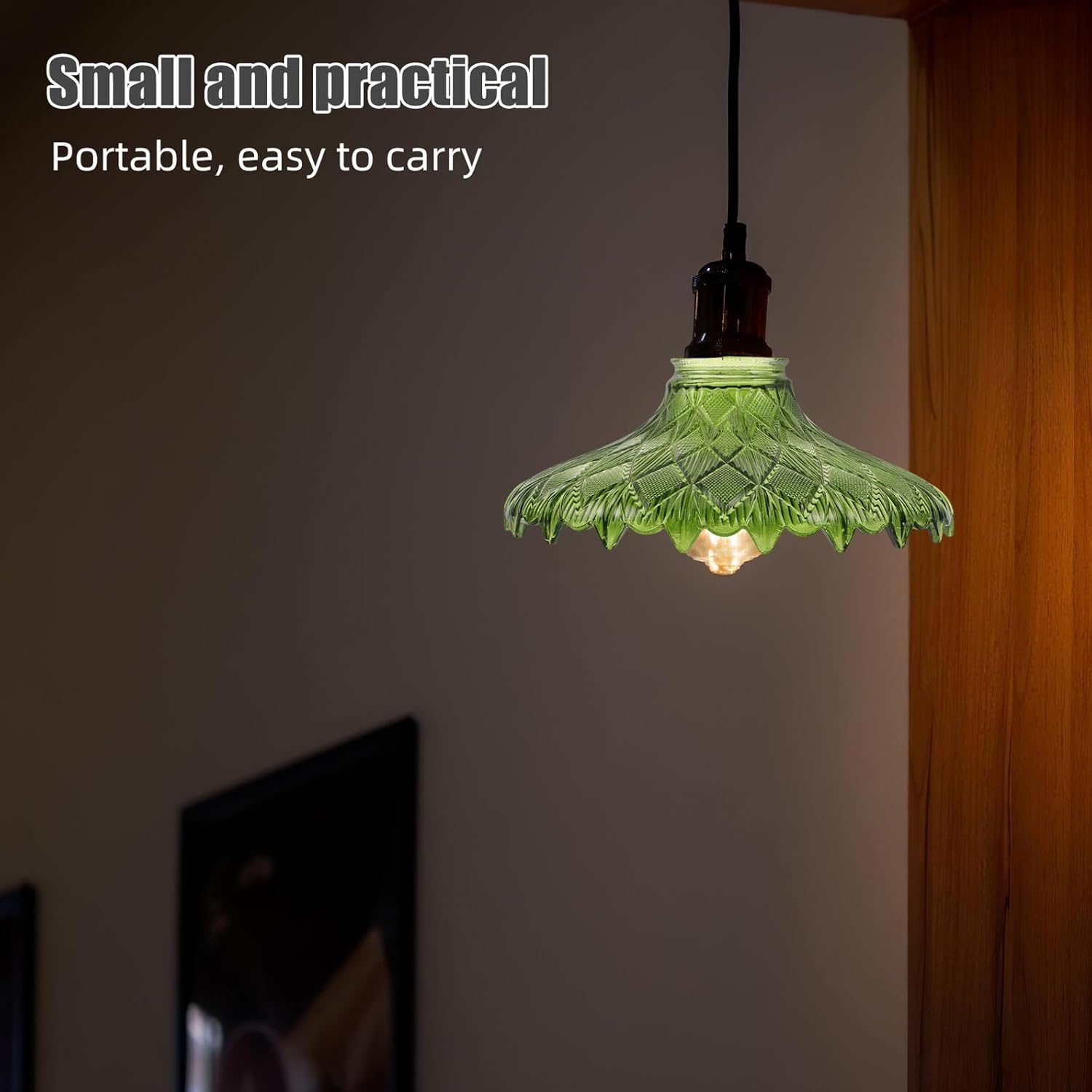 Garneck Vintage Green Glass Lampshade Replacement for Table and Floor Lamps Small Retro Bell Shape Lamp Shade Sturdy Classic Design for Kitchen Living Study Lighting