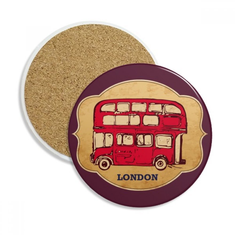 Coaster en Céramique Motif Bus de Londres Idée Cadeau Originale Lot de 2 Pièces