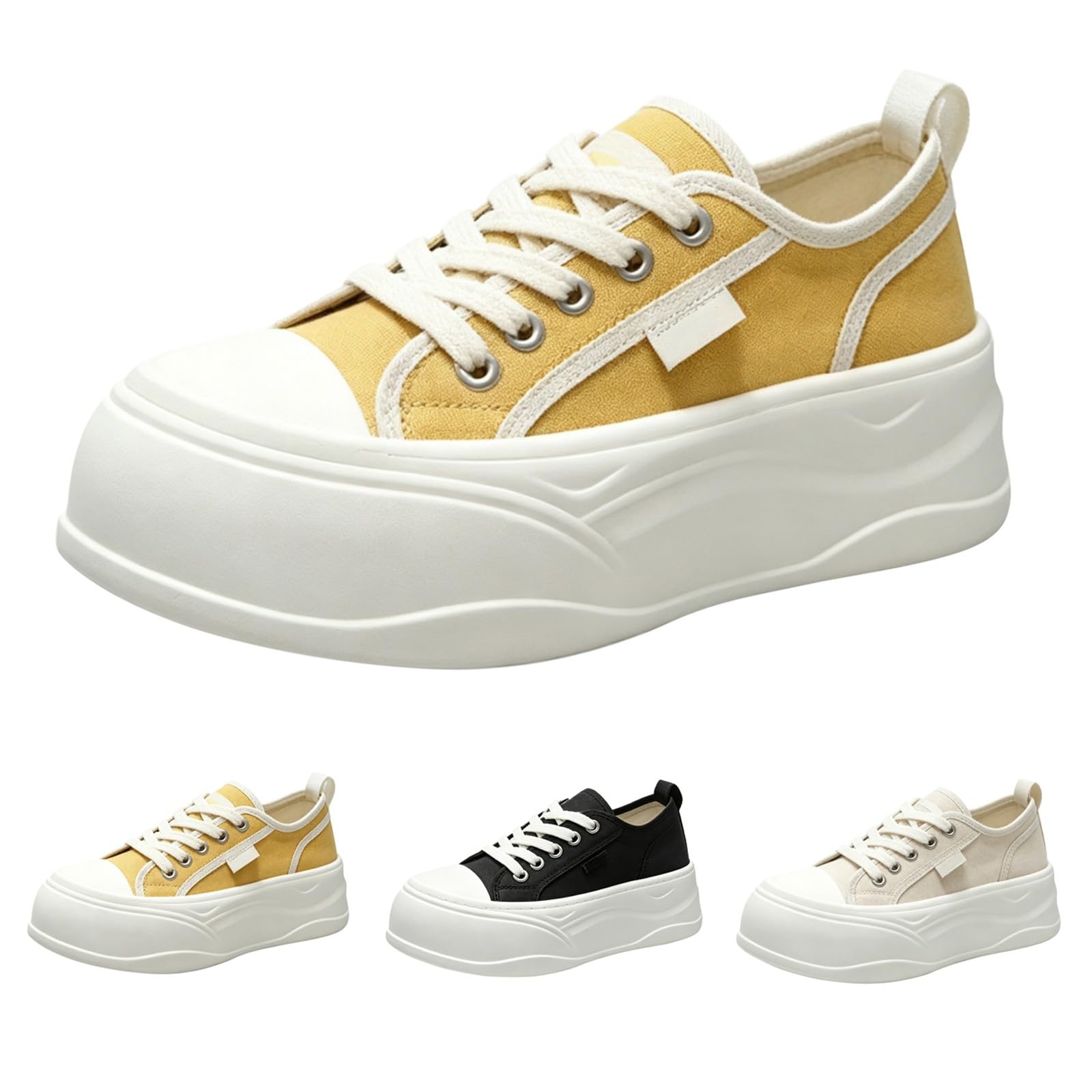 Scarpe da ginnastica da donna, in tela, con lacci, stile casual