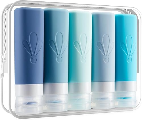 INSFIT Botellas de viaje para artículos de tocador, recipientes de tamaño de viaje de 3 onzas aprobados por la TSA, sin BPA, tubos de silicona