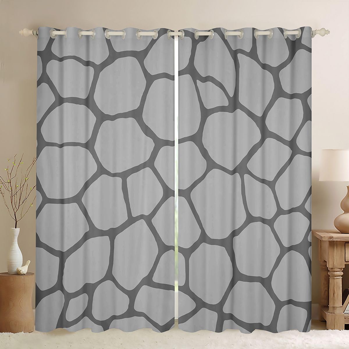 Homemissing Tende con tartaruga marina per camera da letto soggiorno creatura oceanica Sealife tende oscuranti grigie astratte geometriche per finestre, 2 pannelli L 45 x L 72 tartaruga carina