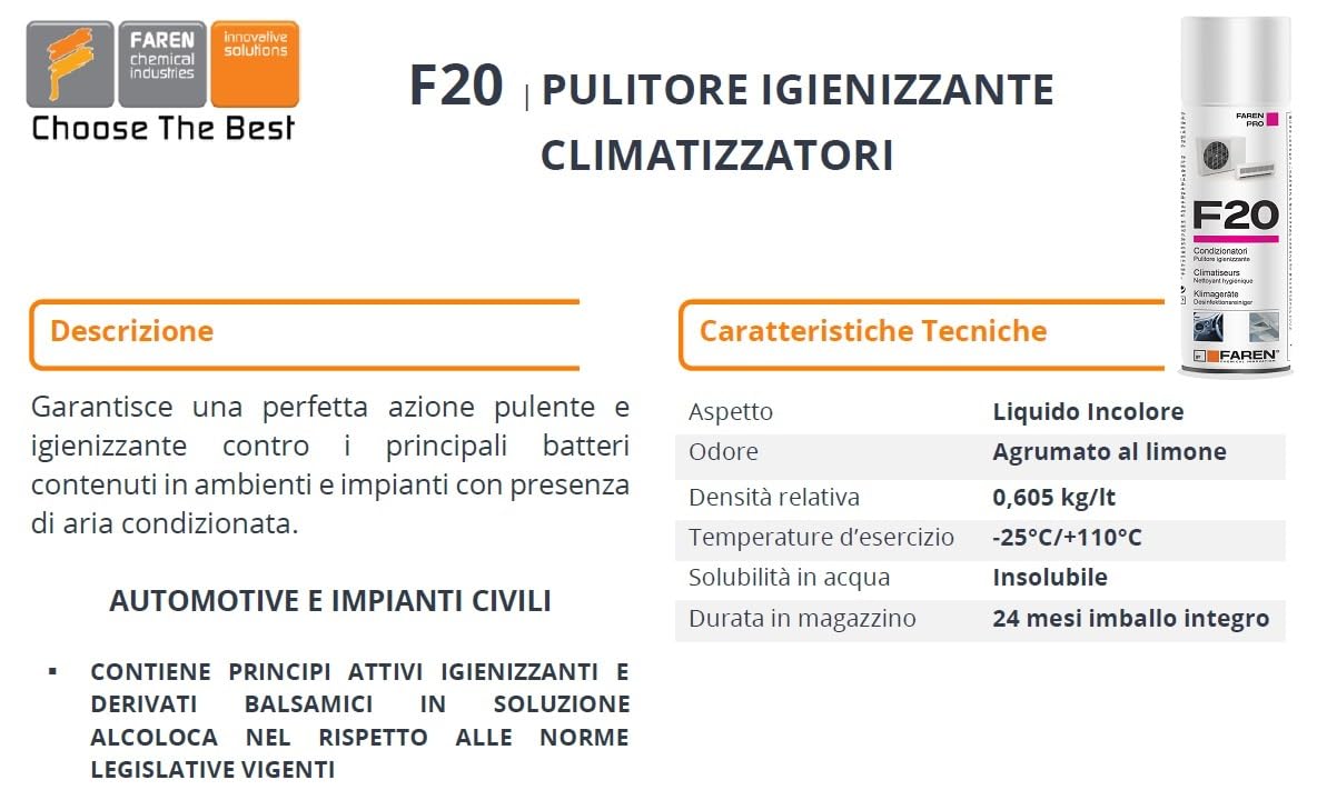 FAREN - Igienizzante per Condizionatore Clima, Pulitore Climatizzazione, Soluzione Alcolica, Azione Profumante, Anti-Batterico, 400 ml, Confezione da 1