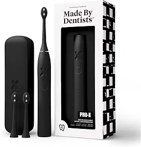 Made by Dentists PRO‑X Sonic Electric Toothbrush for Adults– Dentist‑Designed Rechargeable Toothbrush,9× More Plaque Removal, 70 Day Battery Life, USB‑C Fast Charge, 3 Modes, Travel Case & Extra Heads